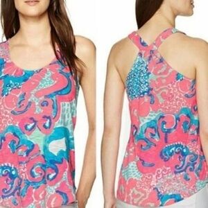 lilly pulitzer Coral Reef I'm So Jelly  Razor Back Tank Top Multicolor Size XL